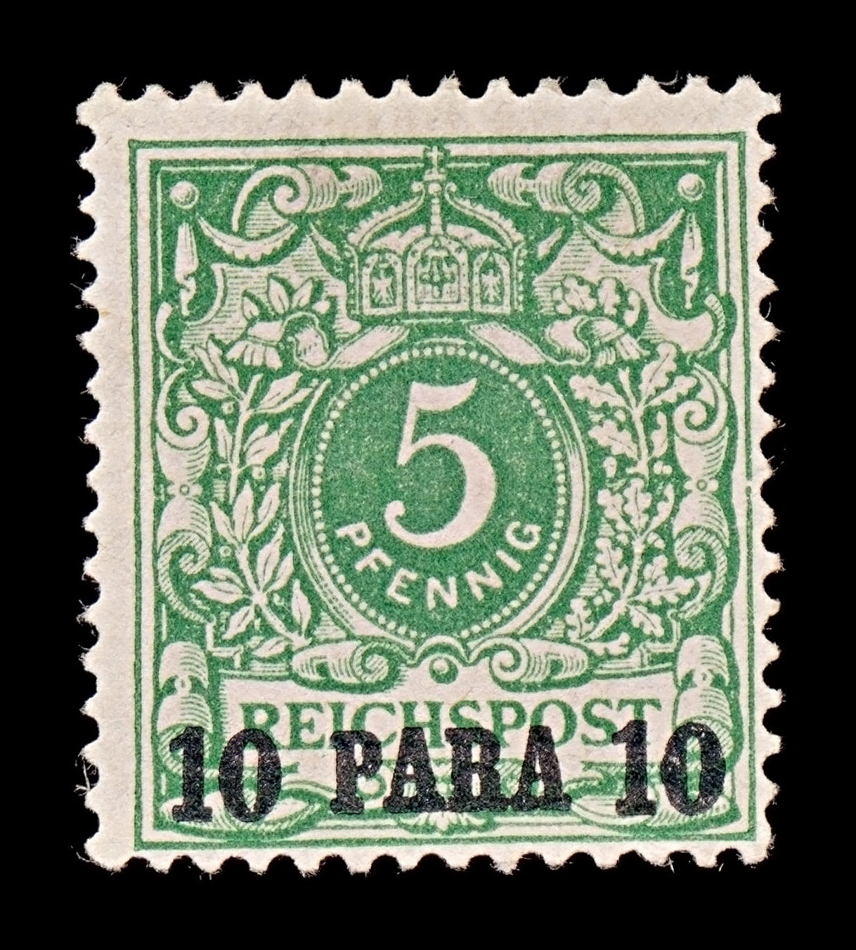 7843 Turkey - German Post Offices SG9 10Pa Green 1889. Mi6a. Mint MVLH. C£70