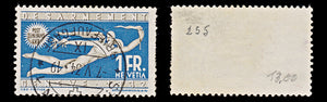 7859: Switzerland SG343 1F Blue & Olive grey 1932 Sc#215 Mi255 Used C£14