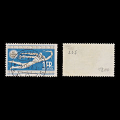 7859: Switzerland SG343 1F Blue & Olive grey 1932 Sc#215 Mi255 Used C£14, view 2