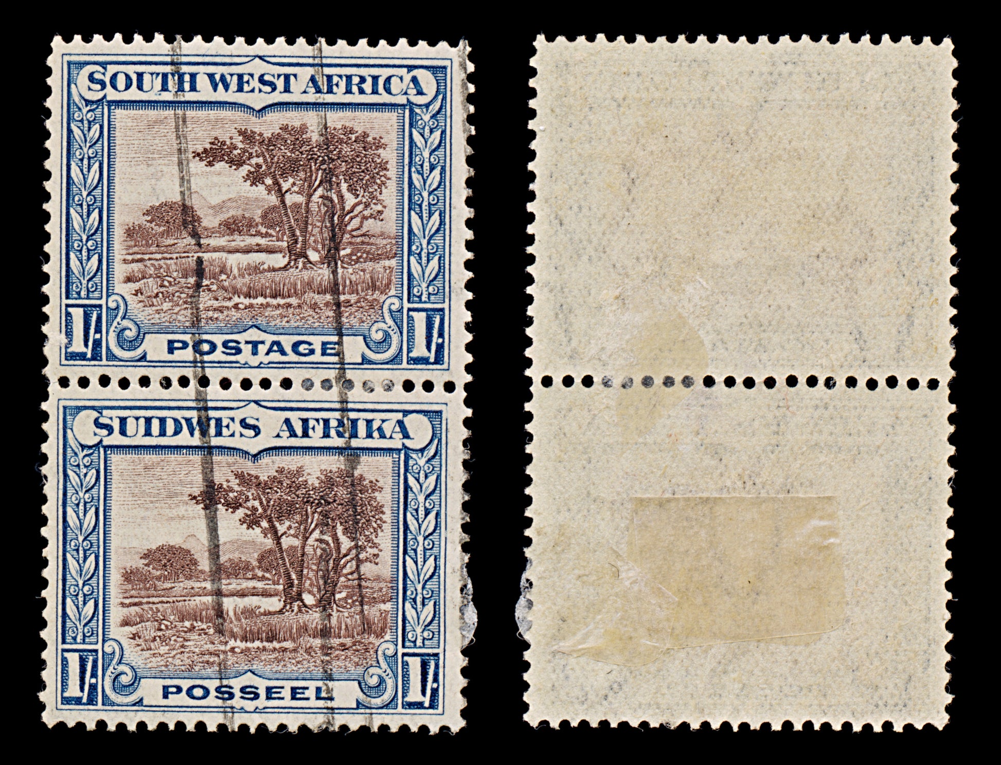 7864: South-West Africa SG80 1s Blue & brown 1931 Sc#115 Mi152-153 Used C£18