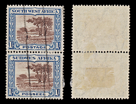 7864: South-West Africa SG80 1s Blue & brown 1931 Sc#115 Mi152-153 Used C£18