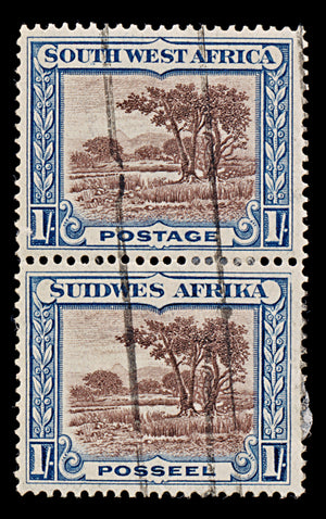 7864: South-West Africa SG80 1s Blue & brown 1931 Sc#115 Mi152-153 Used C£18