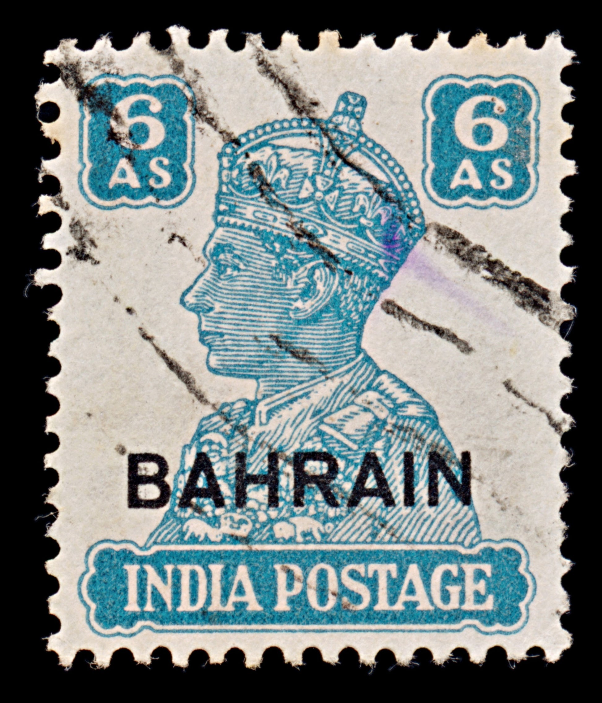 7869: Bahrain SG48 6A Turquoise green 1942 Sc#49 Mi46 Used C£12