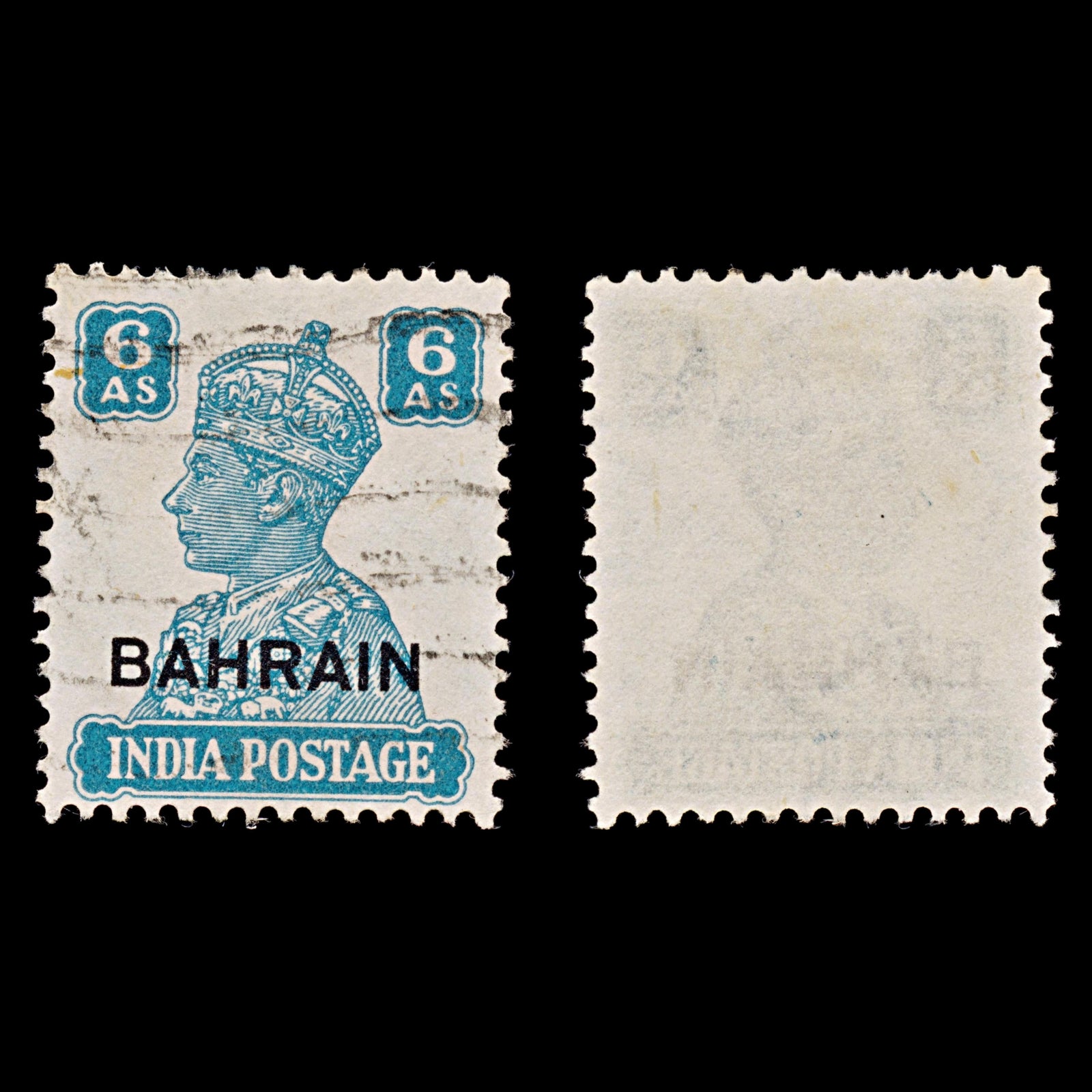 7870: Bahrain SG48 6A Turquoise green 1942 Sc#49 Mi46 Used C£12