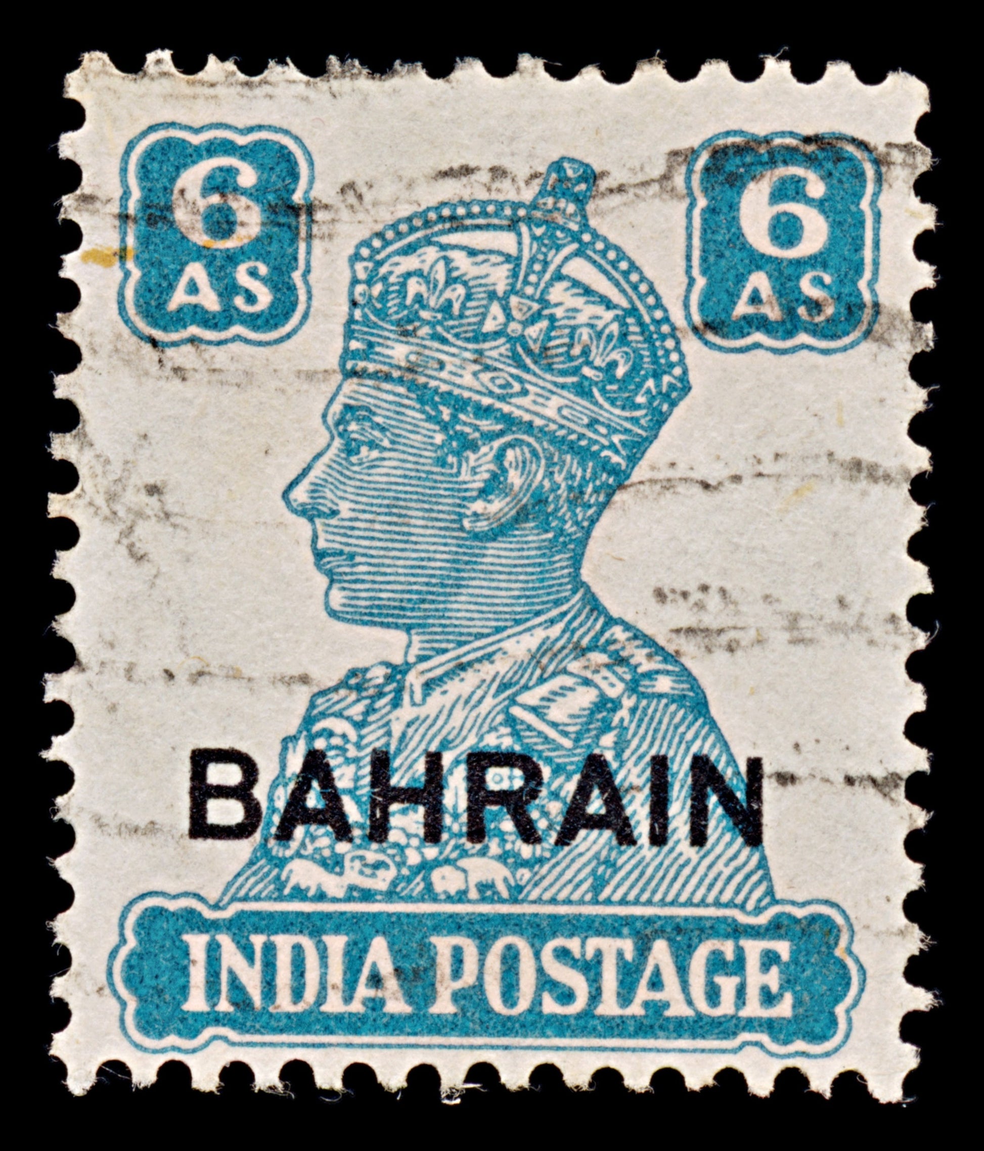 7870: Bahrain SG48 6A Turquoise green 1942 Sc#49 Mi46 Used C£12