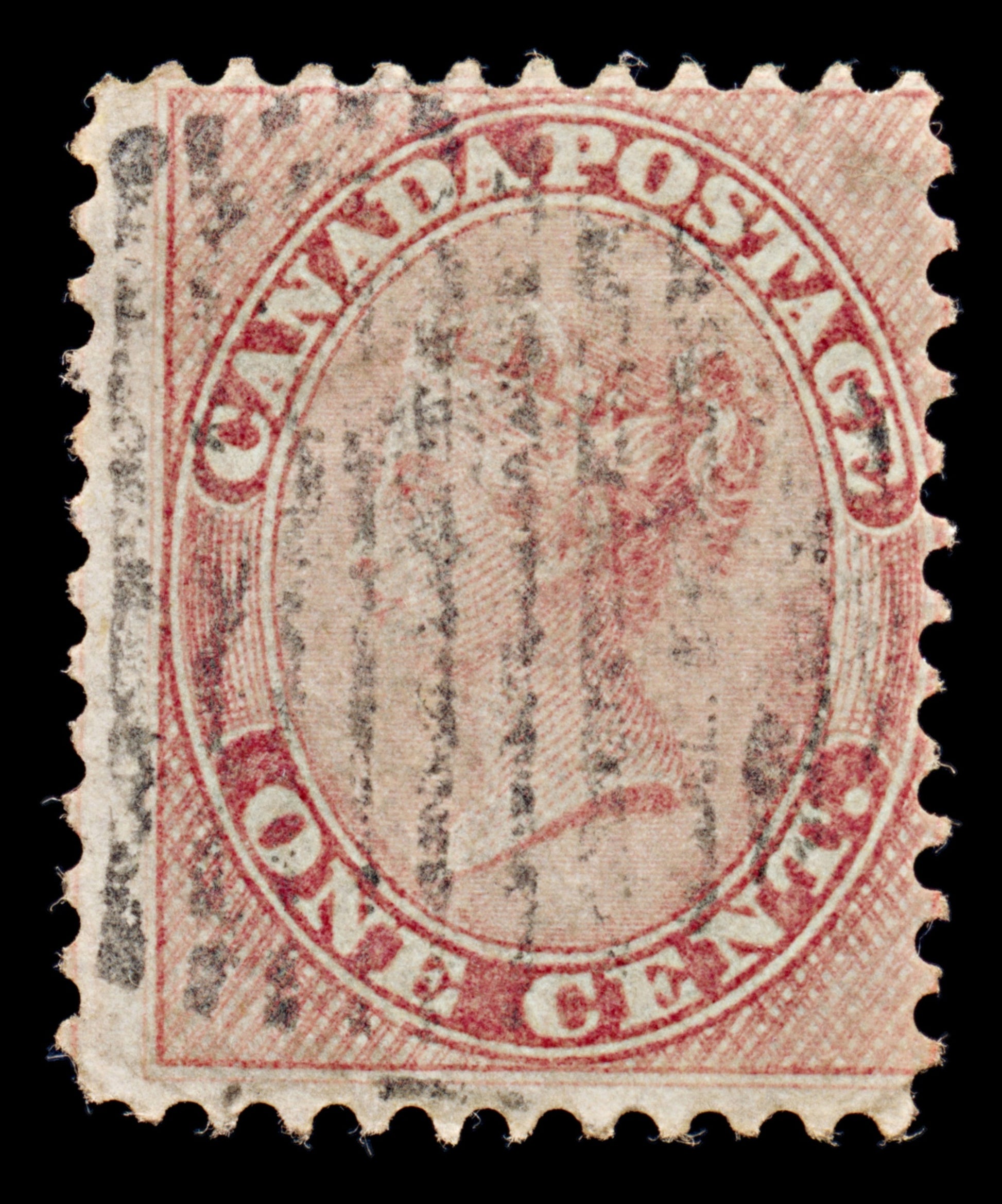 7904: Canada SG29 1c Rose 1859 Sc#14 Mi10 Used C£55