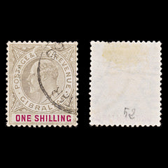 7907: Gibraltar SG51 1s Black & Carmine 1903 Sc#44 Mi42 Used C£40, view 1