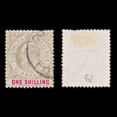 7907: Gibraltar SG51 1s Black & Carmine 1903 Sc#44 Mi42 Used C£40, view 2