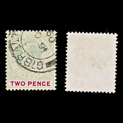 7909: Gibraltar SG58a 2d Carmine & Grey green 1907 Mi49y USed C£19, view 2