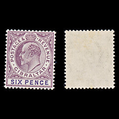 7910: Gibraltar SG60 6d Violet & Dull purple 1906 Sc#56 Mi51x Mint MLH C£50, view 1