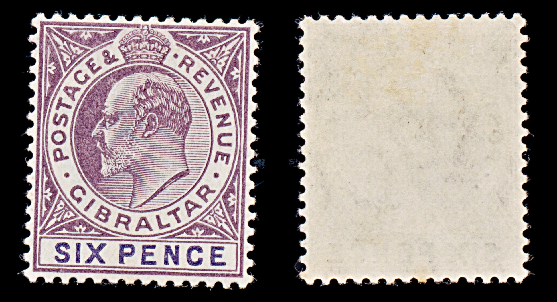 7910: Gibraltar SG60 6d Violet & Dull purple 1906 Sc#56 Mi51x Mint MLH C£50