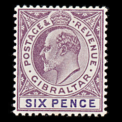 7910: Gibraltar SG60 6d Violet & Dull purple 1906 Sc#56 Mi51x Mint MLH C£50, view 3
