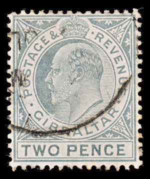 7912: Gibraltar SG68 2d Grey 1910 Sc#53 Mi58 Used C£14
