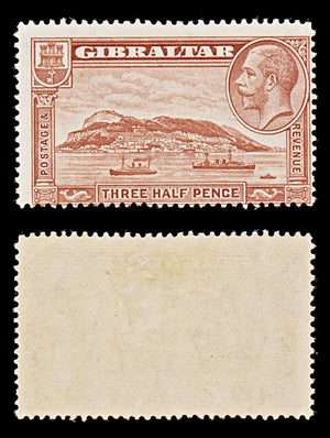 7915: Gibraltar SG111a 1½d Red Brown 1933 Sc#97a Mi97B Mint MH C£18