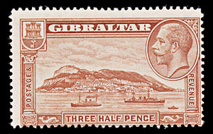 7915: Gibraltar SG111a 1½d Red Brown 1933 Sc#97a Mi97B Mint MH C£18