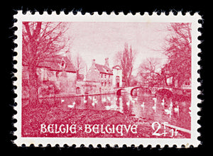 7923: Belgium SG1535 2+1F Carmine rose 1954 Sc#B562 Mi996 Mint MH C£16