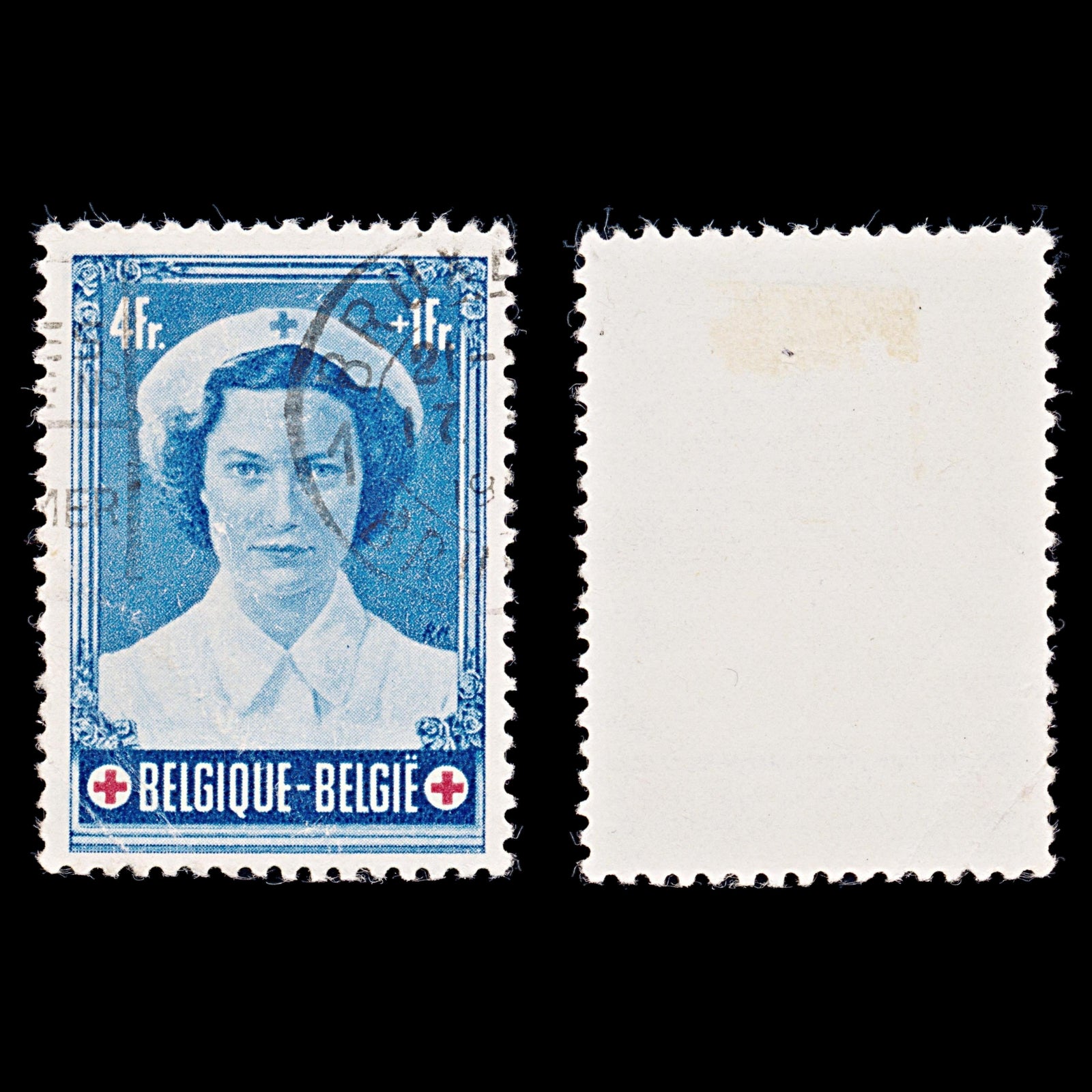 7926: Belgium SG1440 4+1F Red & Blue 1953 Sc#B536 Mi965 USed C£11