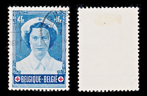 7926: Belgium SG1440 4+1F Red & Blue 1953 Sc#B536 Mi965 USed C£11