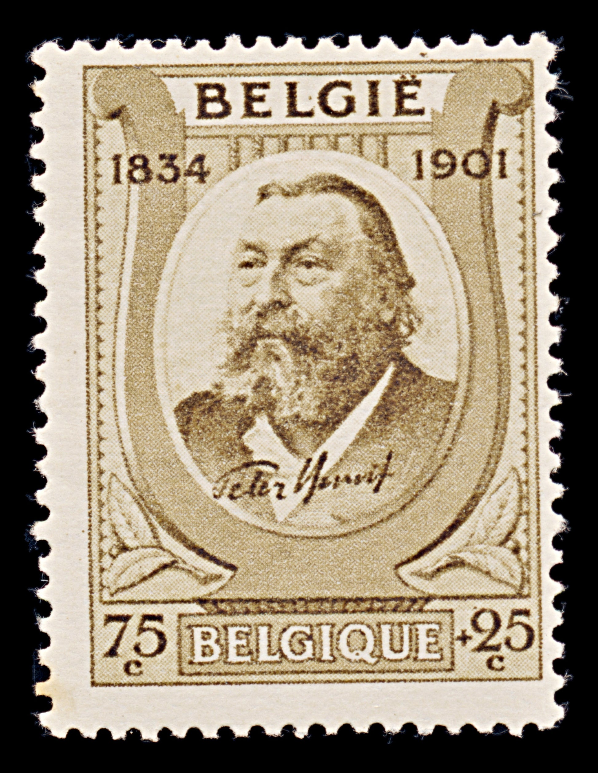7927: Belgium SG658 75+25c Brown 1934 Sc#B151 Mi377 Mint MH C£7