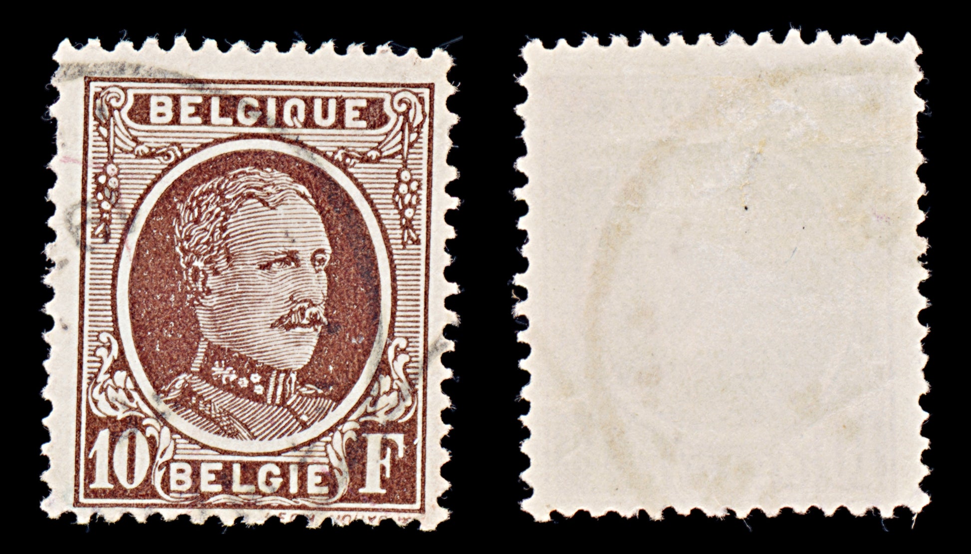 7929: Belgium SG373 10F Brown 1927 Sc#190 Mi217 Used C£13