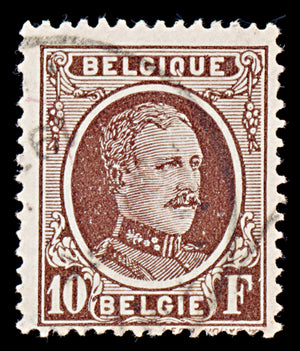 7929: Belgium SG373 10F Brown 1927 Sc#190 Mi217 Used C£13
