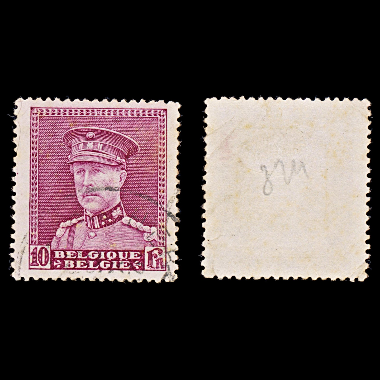 7930: Belgium SG591 10F Lilac rose 1931 Sc#236 Mi313 Used C£19