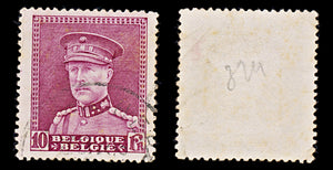 7930: Belgium SG591 10F Lilac rose 1931 Sc#236 Mi313 Used C£19