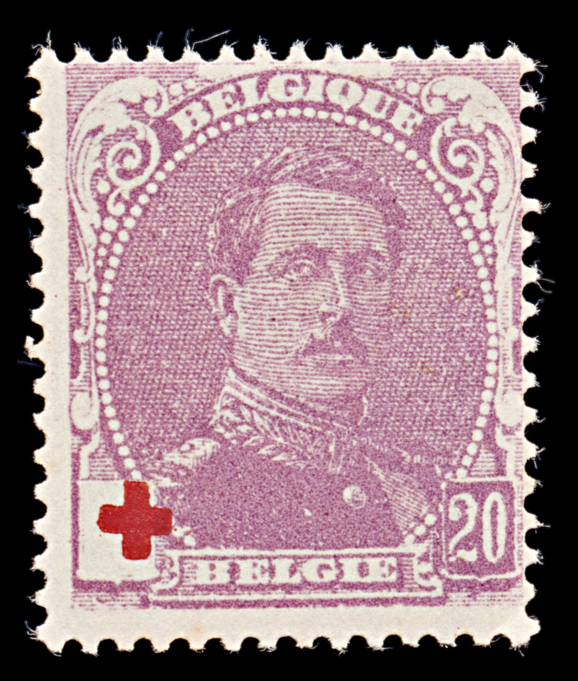 7931: Belgium SG156 20c Red & Violet 1914 Sc#B27 Mi109 Mint MH C£18