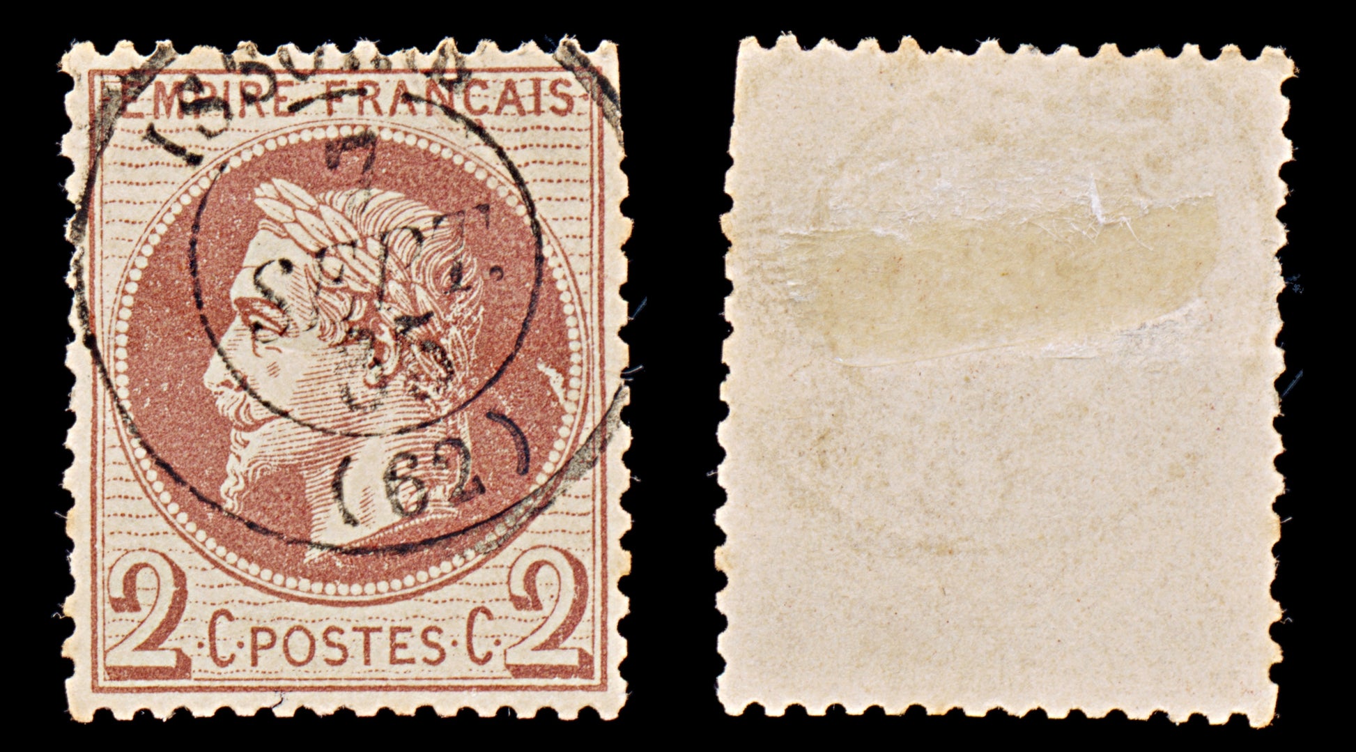 7940: France SG104 2c Red Brown 1862 Sc#30 Mi25 Used C£33