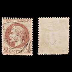7941: France SG104 2c Red Brown 1862 Sc#30 Mi25 Used C£33, view 1