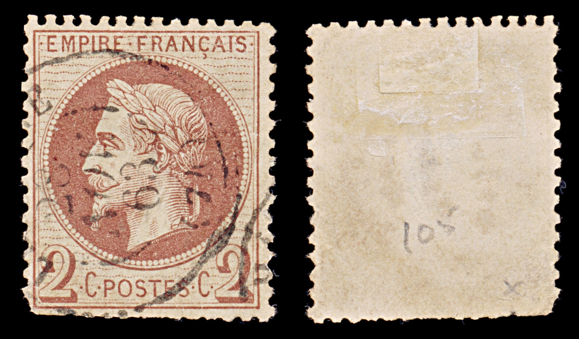 7941: France SG104 2c Red Brown 1862 Sc#30 Mi25 Used C£33
