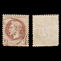 7941: France SG104 2c Red Brown 1862 Sc#30 Mi25 Used C£33, view 2