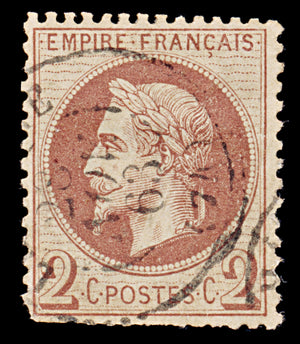 7941: France SG104 2c Red Brown 1862 Sc#30 Mi25 Used C£33