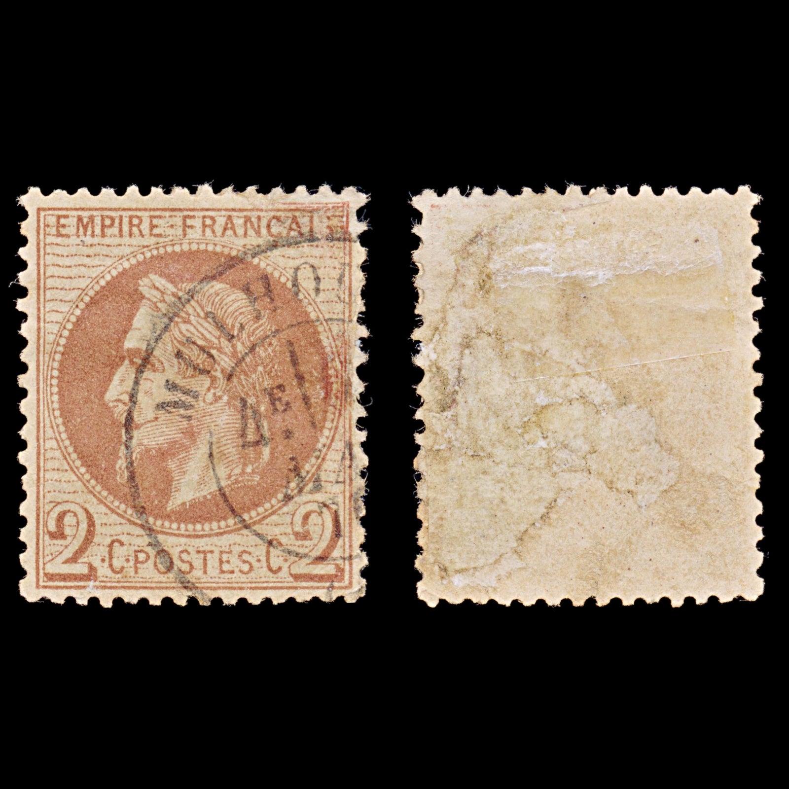7942: France SG106 2c Chocolate 1862 Sc#30a Used C£55