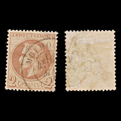 7942: France SG106 2c Chocolate 1862 Sc#30a Used C£55, view 2