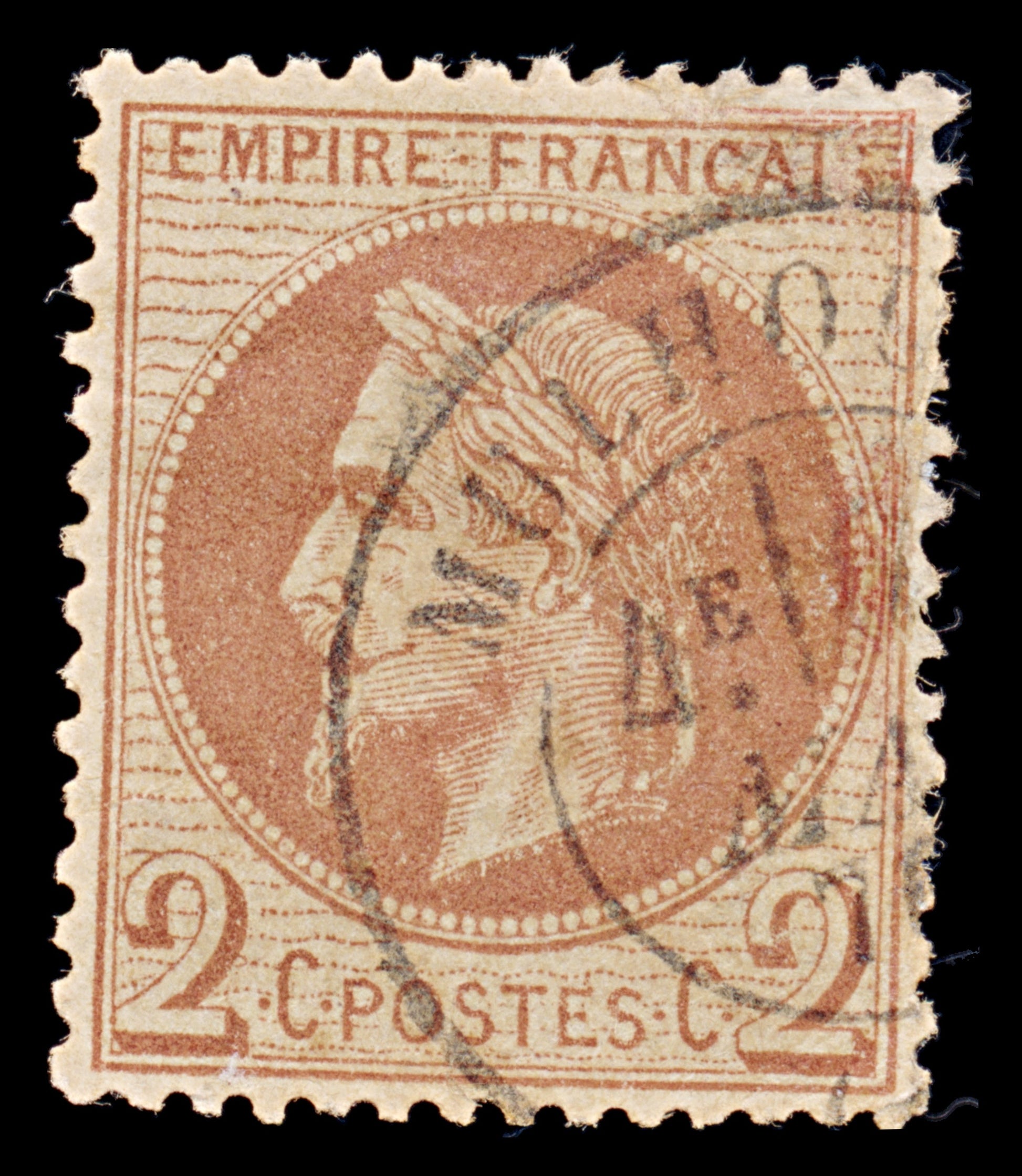 7942: France SG106 2c Chocolate 1862 Sc#30a Used C£55