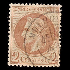 7942: France SG106 2c Chocolate 1862 Sc#30a Used C£55, view 3