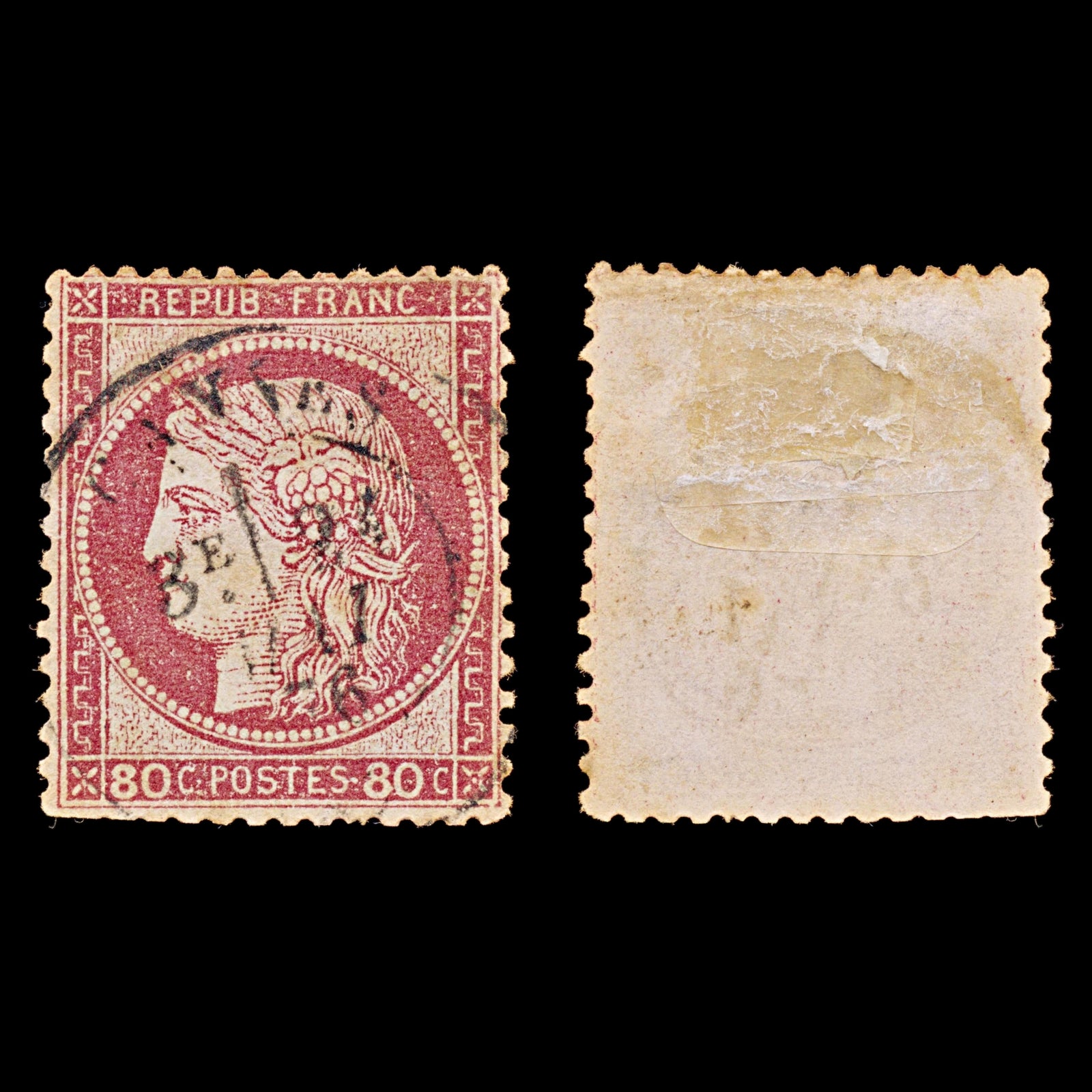7943: France SG208 80c Bright carmine 1872 Sc#63c Used C£17