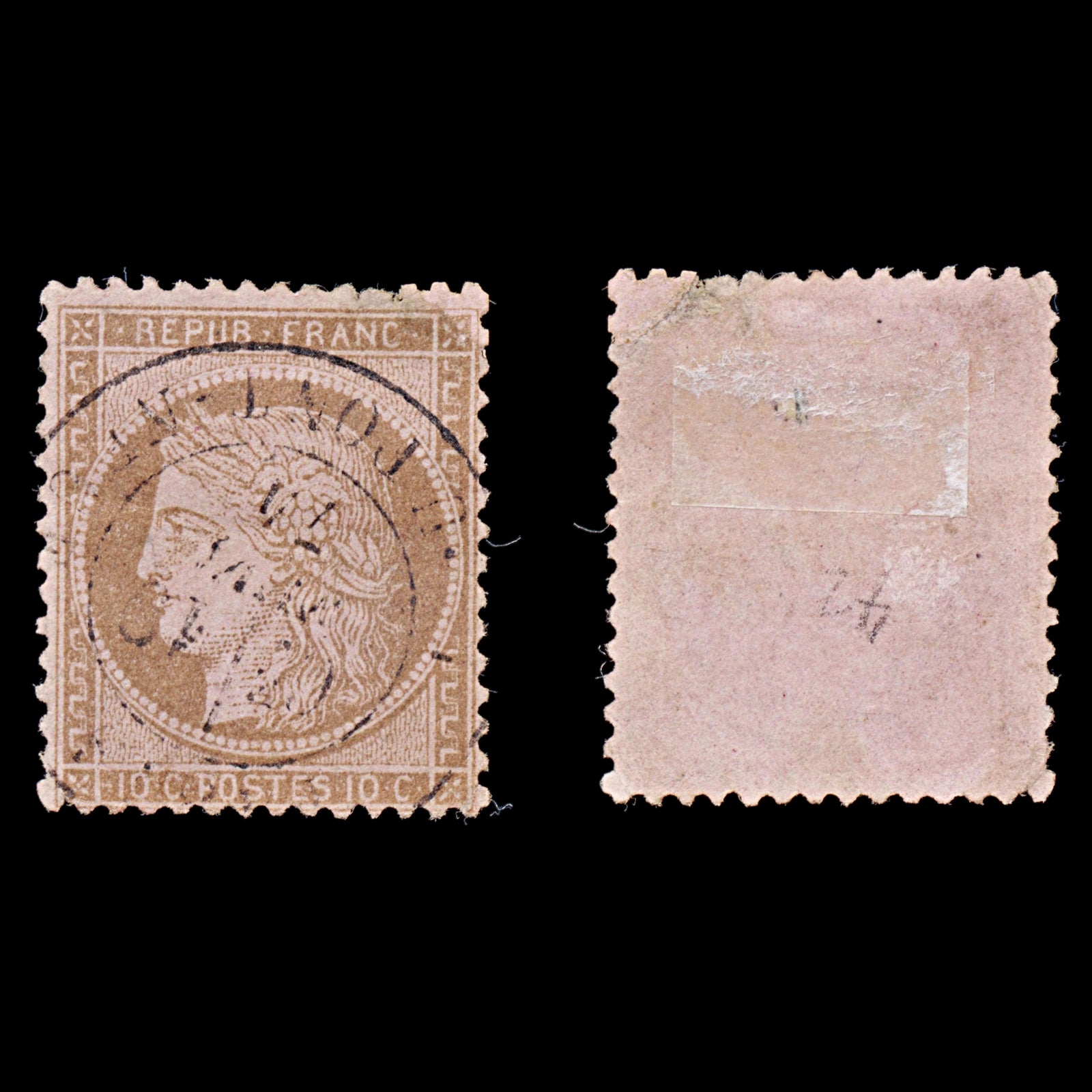 7944: France SG194 10c Brown 1873 Sc#55 Mi49 Used C£15
