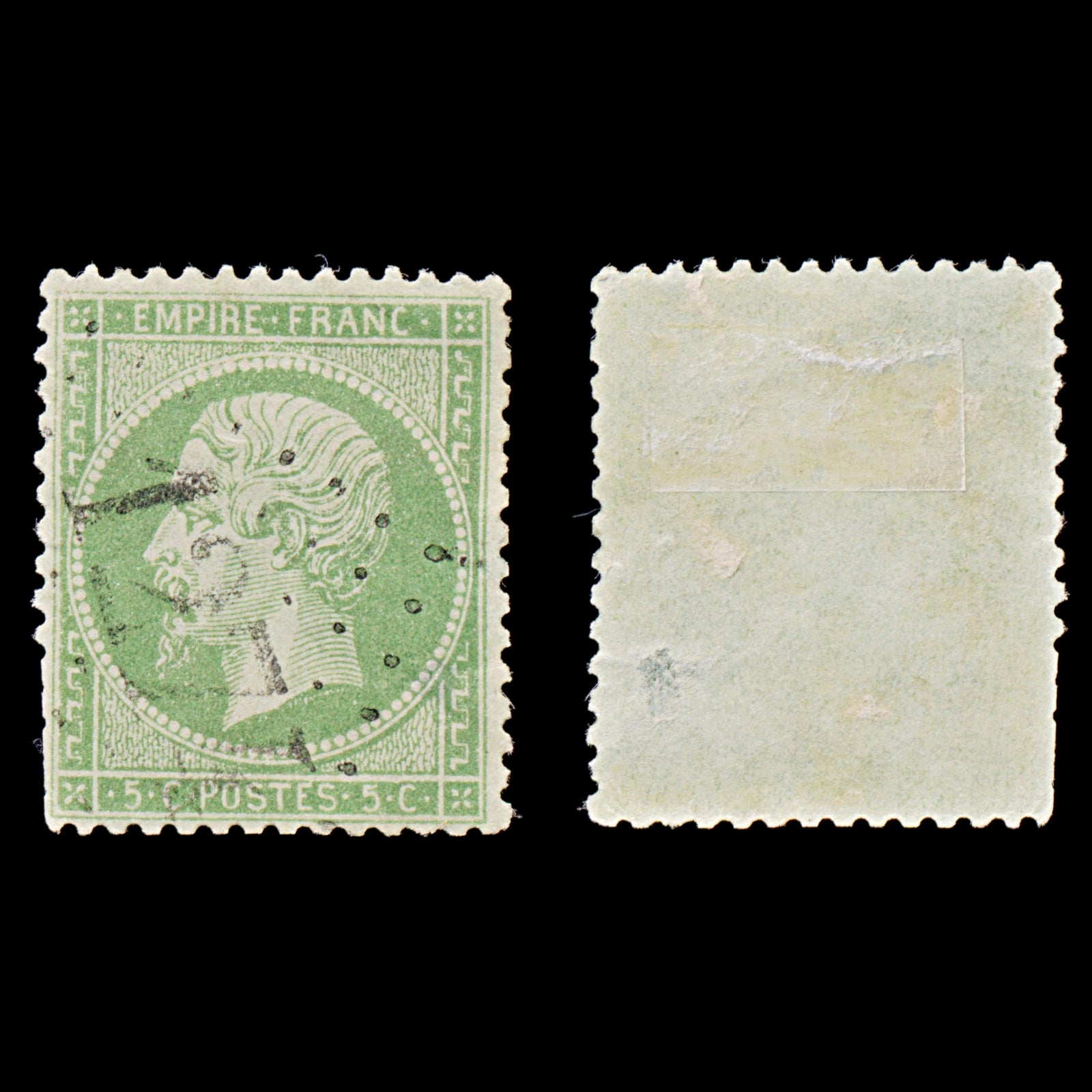 7945: France SG89 5c Green 1862 Sc#23 Mi19a Used C£13