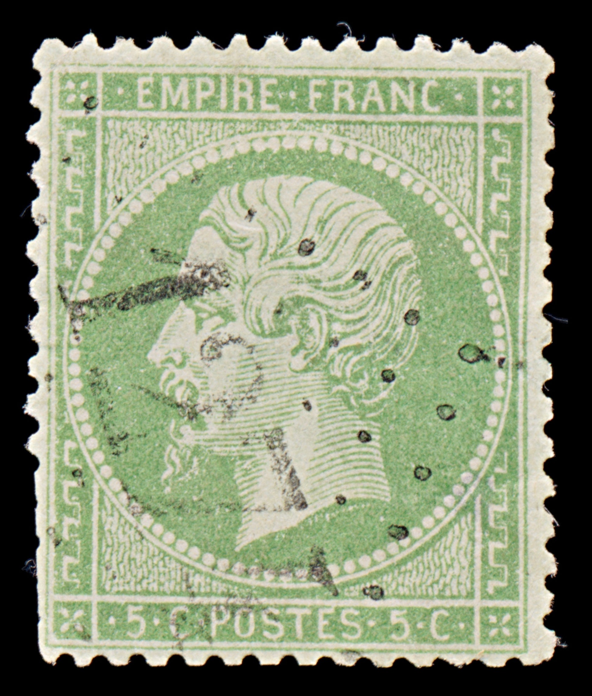 7945: France SG89 5c Green 1862 Sc#23 Mi19a Used C£13