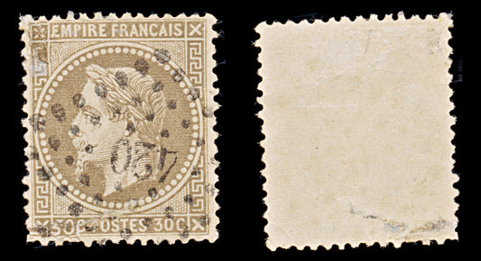 7946: France SG116 30c Brown 1867 Sc#34 Mi29a Used C£22