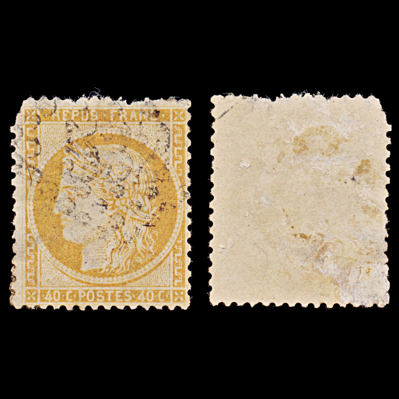 7947: France SG141 40c Orange yellow 1870 Sc#59a Used C£14