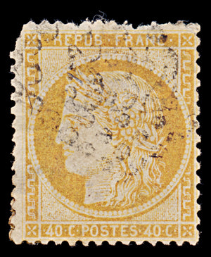 7947: France SG141 40c Orange yellow 1870 Sc#59a Used C£14