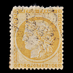 7947: France SG141 40c Orange yellow 1870 Sc#59a Used C£14, view 3