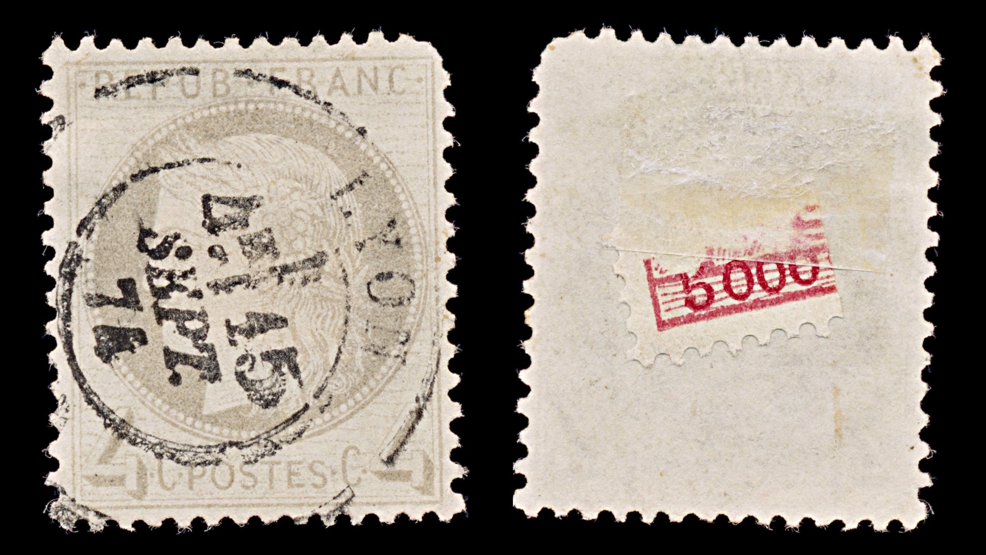 7948: France SG189 4c Grey 1872 Sc#52 Mi47 Used C£55