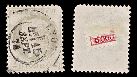 7948: France SG189 4c Grey 1872 Sc#52 Mi47 Used C£55