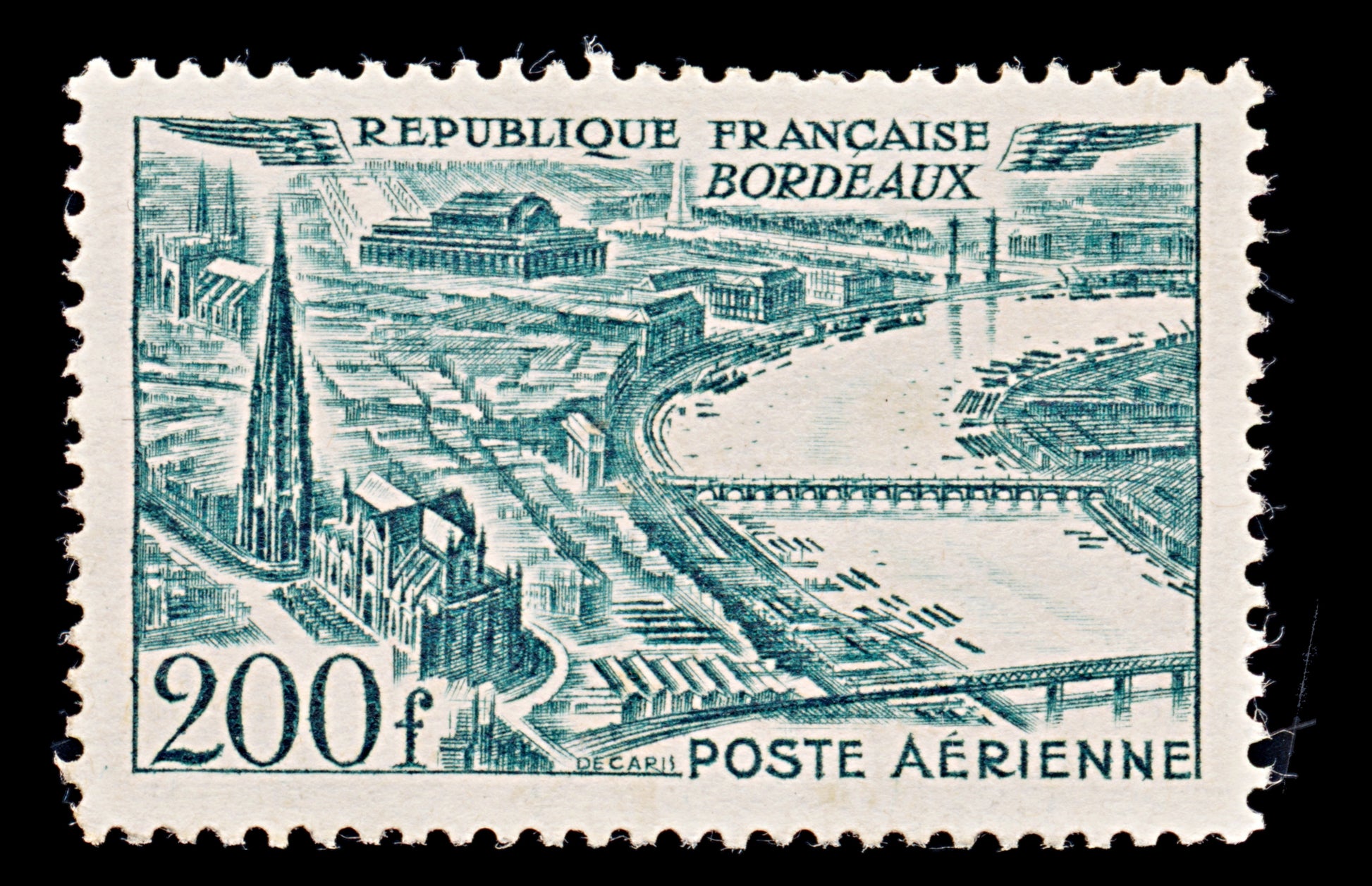 7951: France SG1056 200F Dark blue green 1949 Sc#C24 Mi862 Mint MH C£22
