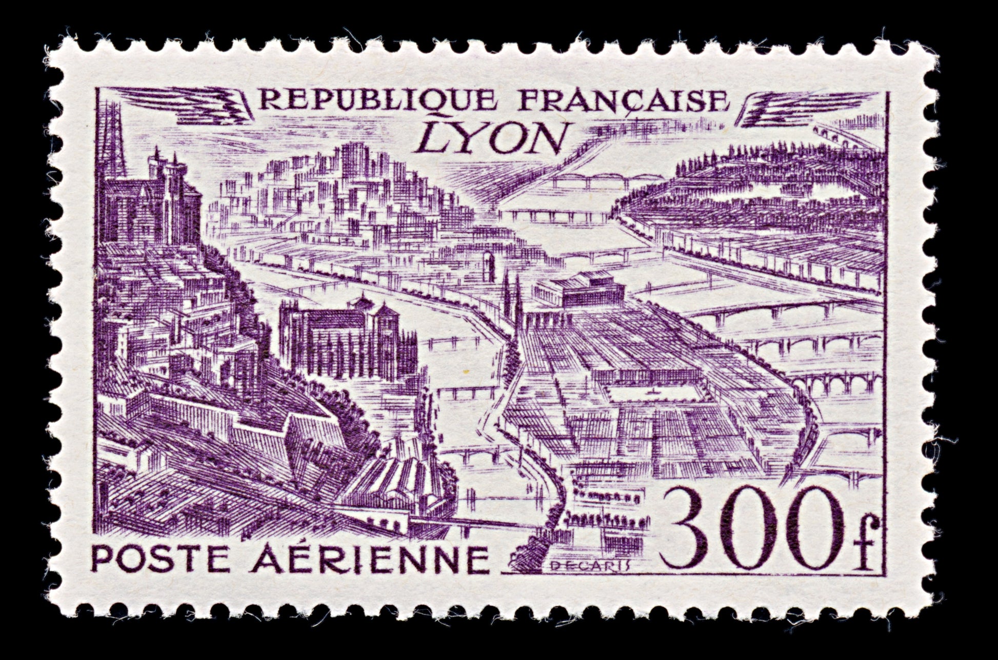 7952: France SG1057 300F Dark violet 1949 Sc#C25 Mi863 Mint MH C£26