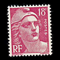 7956: France SG1007e 18F Carmine 1951 Sc#654 Mi905 Mint MNH C£27, view 3